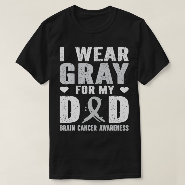 Grey Ribbon Warrior & Supporters  Brain Cancer Awa T-Shirt (Design Front)