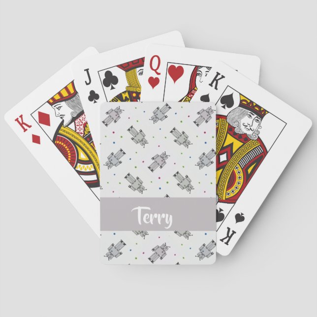 Grey robots pattern playing cards (Back)