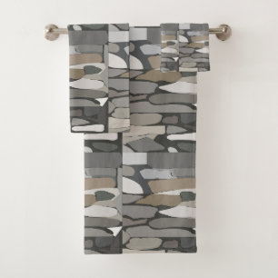 Grey Rock Stone Pattern Bath Towel Set