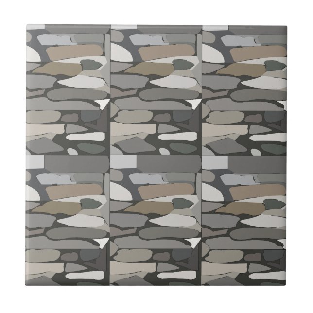 Grey Rock Stone Pattern Ceramic Tile (Front)