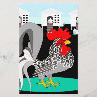 Grey rooster & hens