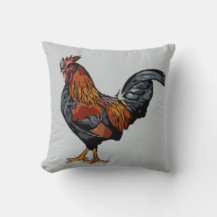Grey Rooster Pillow