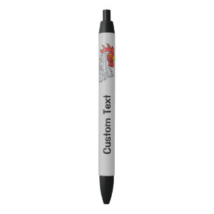 Grey Rooster's Head Black Ink Pen