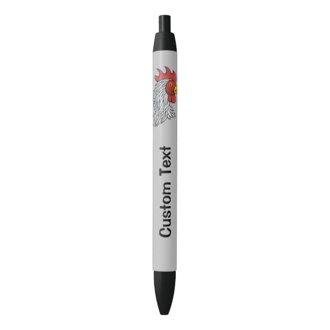 Grey Rooster's Head Black Ink Pen (Front Vertical)