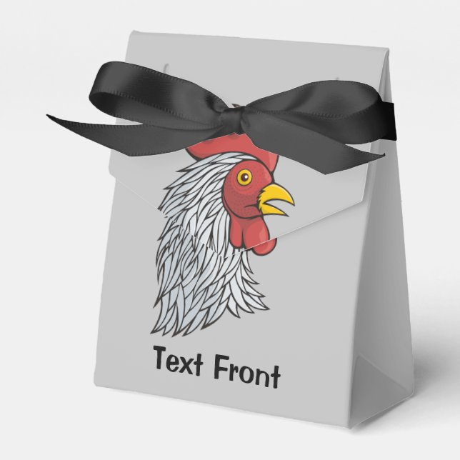 Grey Rooster's Head Favour Box (Front Side)