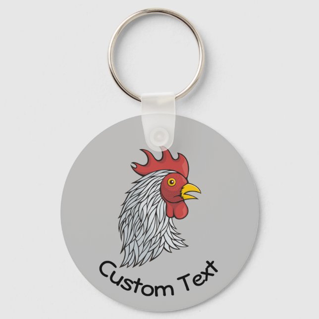 Grey Rooster's Head Keychain (Front)