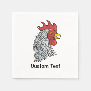 Grey Rooster's Head Napkin