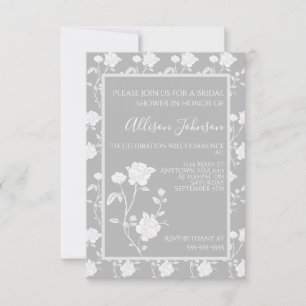 Grey Rose Bridal Shower Invitation