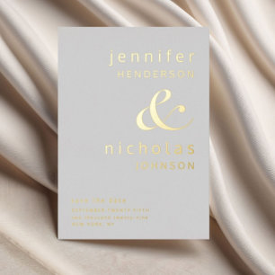 Grey Rose Gold Ampersand Save The Date Wedding
