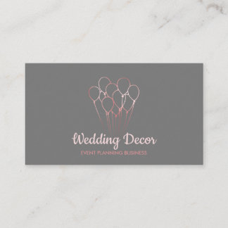 Grey Rose Gold Event Birthday Party Balloon Business Card