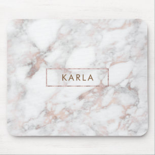 Grey & Rose-gold Faux Marble Mouse Pad