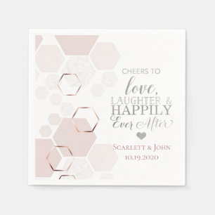 Grey & Rose Gold Hexagon Wedding Napkin