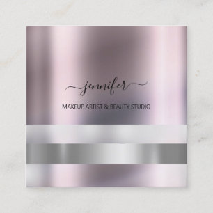 Grey Rose Makeup Artist Influencer Striped Ombré Square Business Card