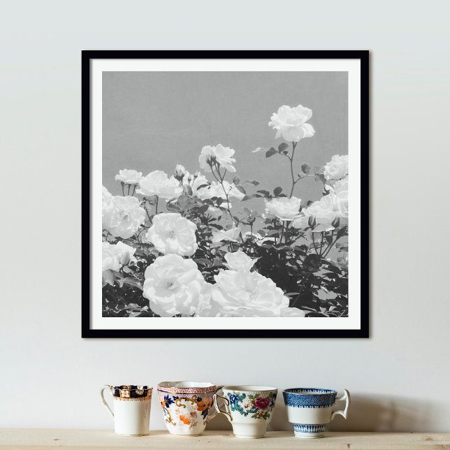 Grey Roses Floral Garden Photo Art Print Poster (Creator Uploaded)