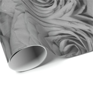 Grey roses grey floral flowers photo  wrapping paper