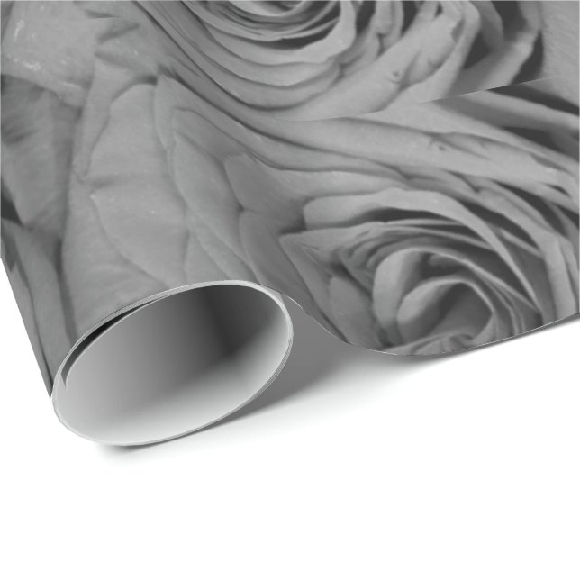 Grey roses grey floral flowers photo  wrapping paper (Roll Corner)