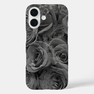 Grey roses, grey floral photo    iPhone 16 case