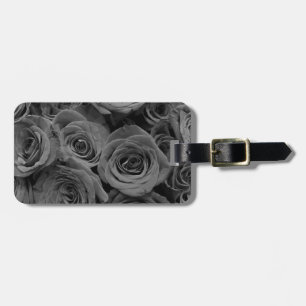 Grey roses, grey floral photo luggage tag
