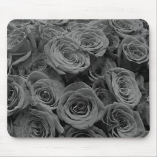 Grey roses, grey floral photo mouse pad