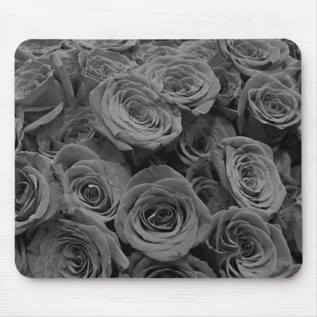 Grey roses, grey floral photo   mouse pad (Front)