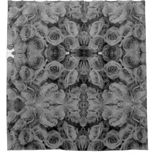 Grey roses, grey floral photo  shower curtain