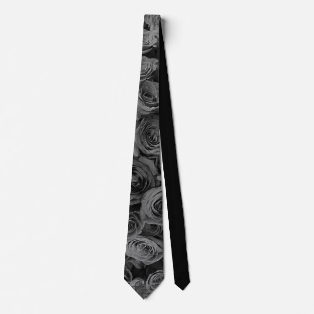 Grey roses, grey floral photo      tie (Front)