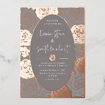 Grey Roses Wedding Foil Invitation