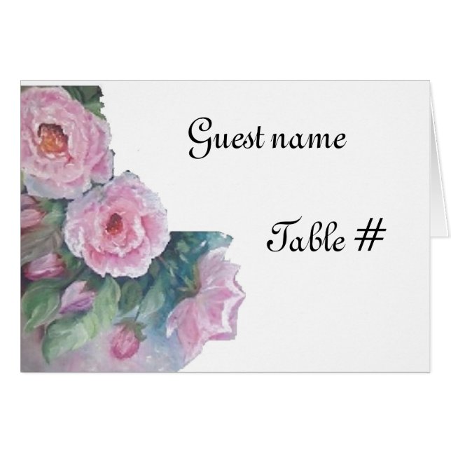 Grey roses - wedding place card (Front Horizontal)