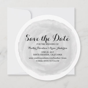 Grey Round Watercolor Save the Date Invite
