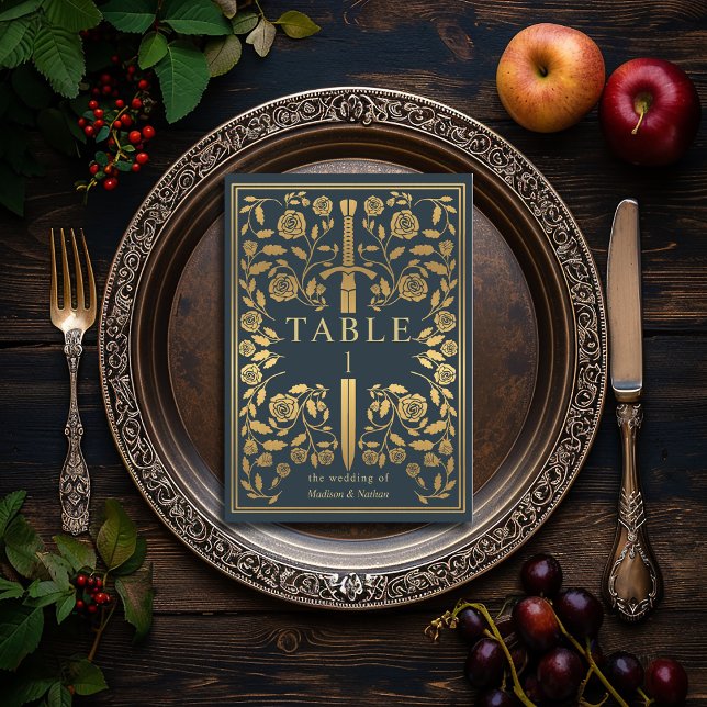 Grey Royal Mediaeval Sword Wedding Table Number (Creator Uploaded)