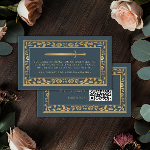 Grey Royal Sword Wedding Website RSVP QR Code  Enclosure Card