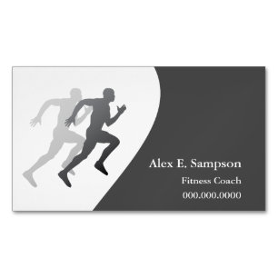 Grey Runner Fitness Coach Magnetic Business Card
