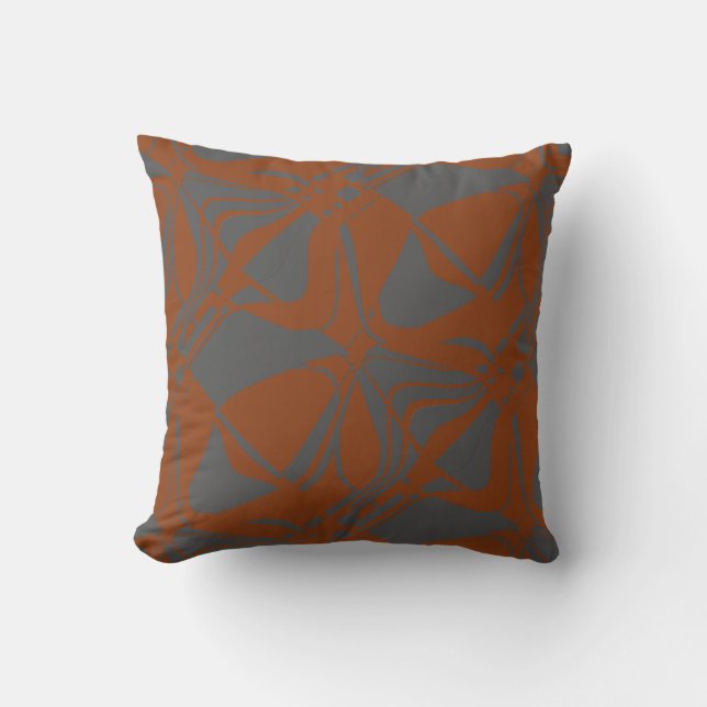 Grey Rust Orange Slanted Contemporary Art Print Cushion (Front)