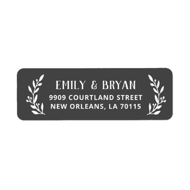 Grey Rustic Branch Wedding Return Address Label (Front)