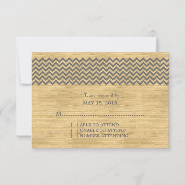 Grey Rustic Chevron Response Card (Front)