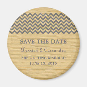 Grey Rustic Chevron Save the Date Magnet