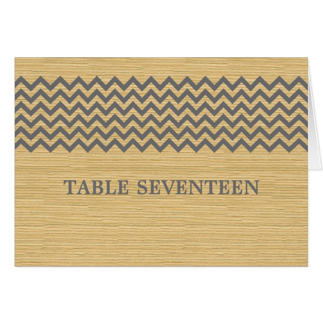 Grey Rustic Chevron Table Number Card (Front Horizontal)