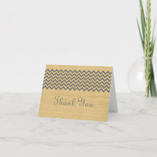 Grey Rustic Chevron Thank You Card