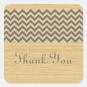 Grey Rustic Chevron Thank You Stickers