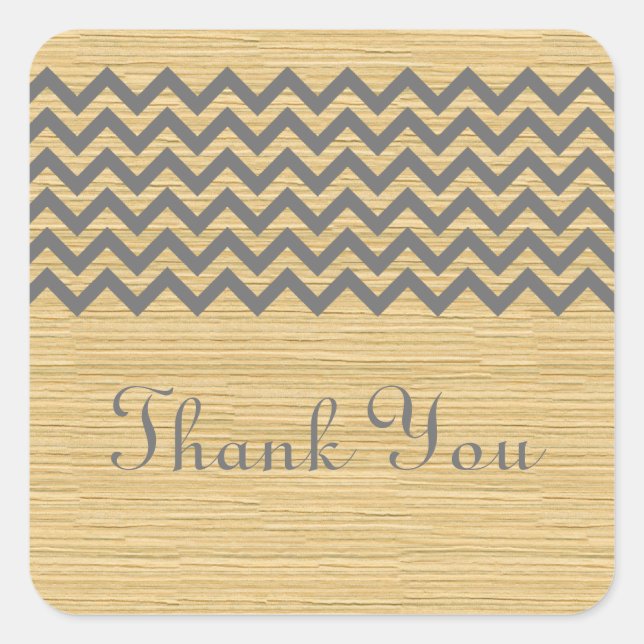 Grey Rustic Chevron Thank You Stickers (Front)