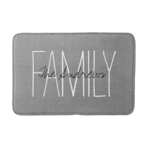 Grey Rustic Chic Family Monogram Bath Mat