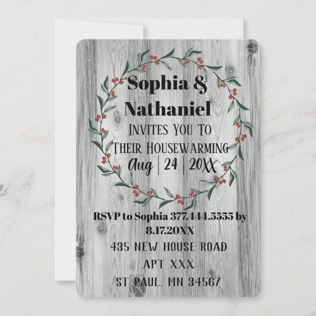 Grey Rustic Fall House Warming Party Celebration I Invitation (Front)