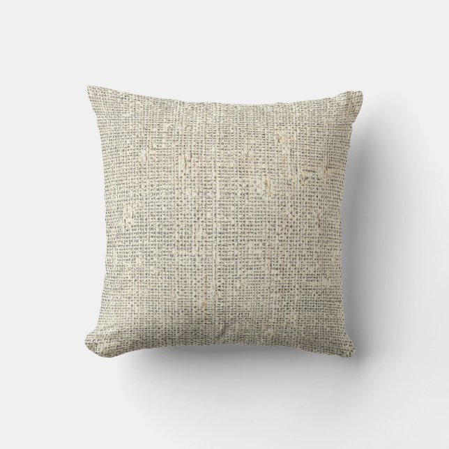 grey rustic faux burlap cushion (Front)