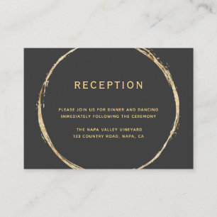 Grey Rustic Gold Circle Frame Wedding Reception Enclosure Card