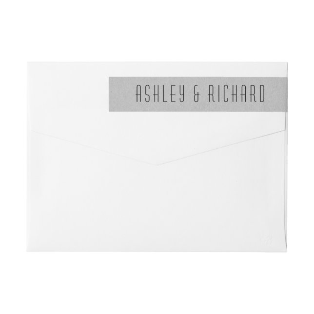 Grey rustic kraft paper wedding wrap around label (Back)