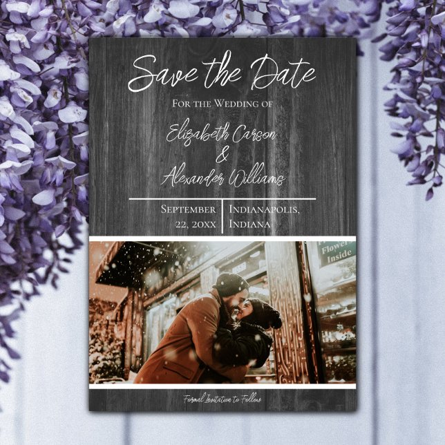 Grey Rustic Photo Save The Date (Gray Rustic Photo Save the Date)