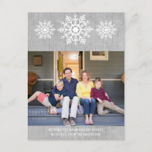 Grey Rustic Snowflake Holiday Photo