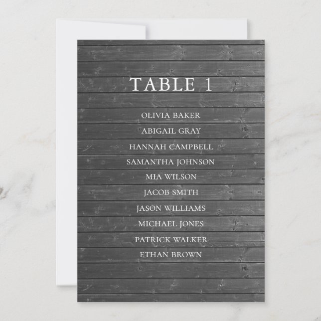 Grey rustic. Wedding wood barn seating charts Invitation (Front)