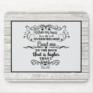 Grey Rustic Wood Christian Bible Verse Overwhelm Mouse Pad