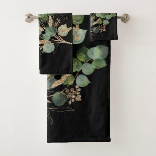 GREY SAGE BLACK EUCALYPTUS BATHROOM TOWEL SET